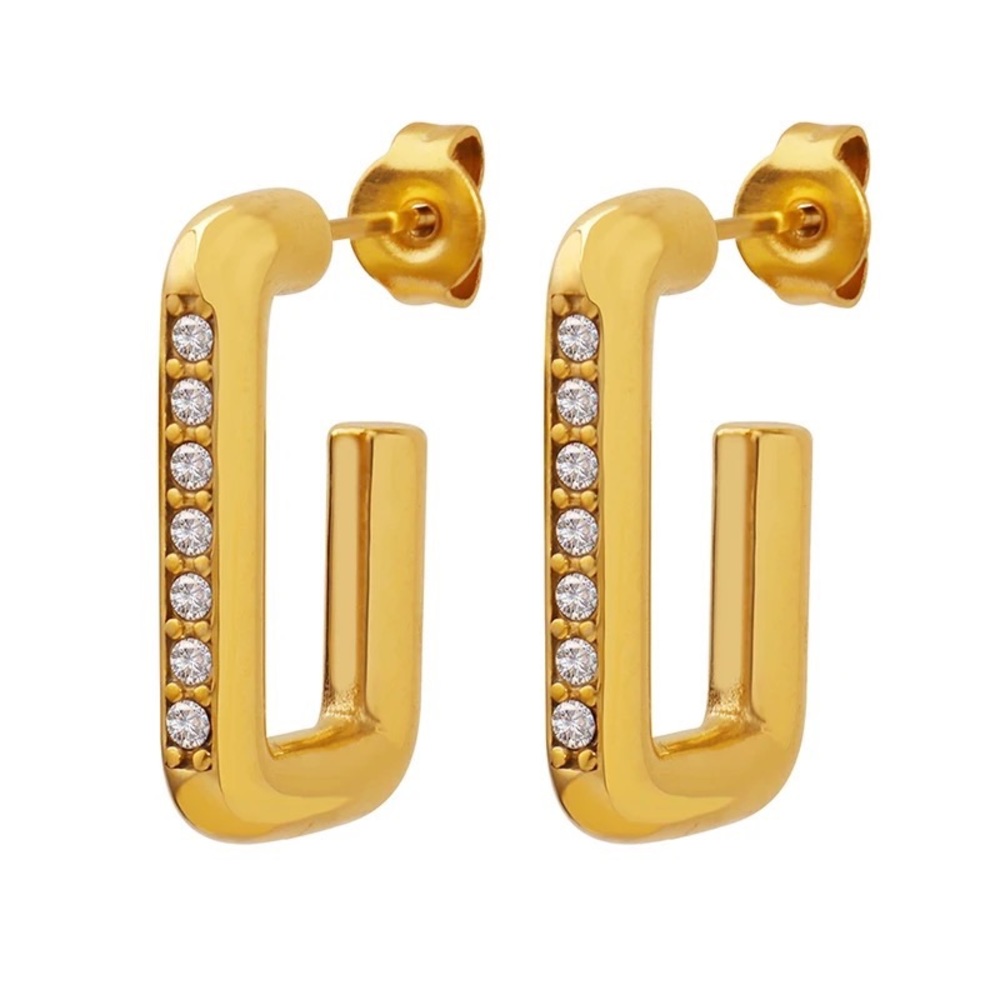Gold-tone stainless steel earrings that are elegantly fashionable.